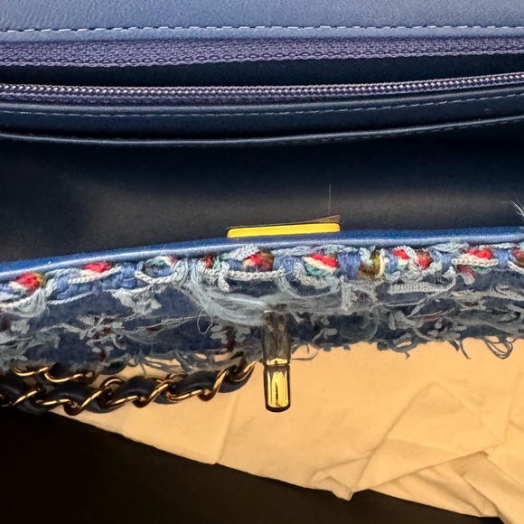 Chanel Blue Tweed Quilted Small Mini Classic Flap Bag - Picture 8 of 11